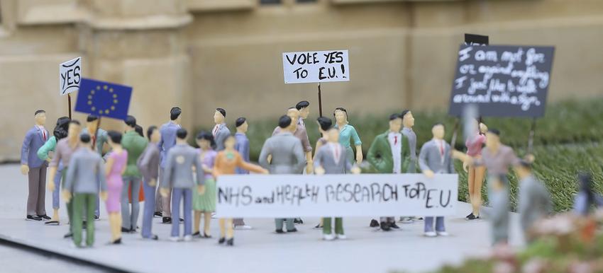 Miniture representations of Brexit are placed in Mini-Europe