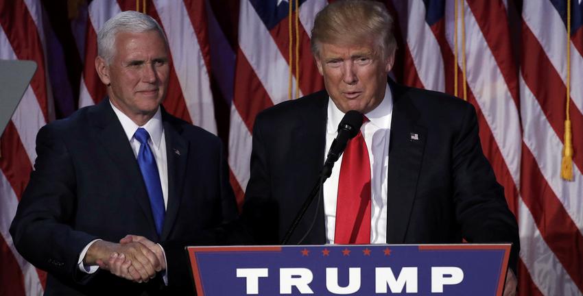 U.S. President-elect Donald Trump and running mate Mike Pence address their election night rally in Manhattan