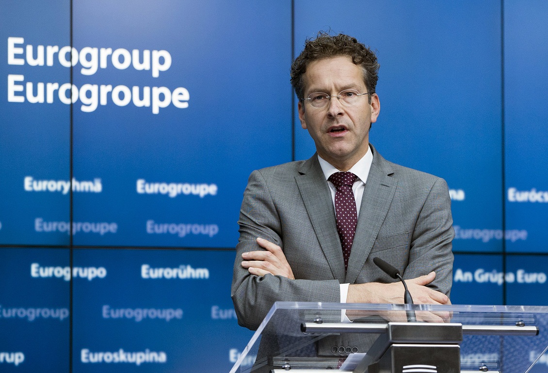 Dijsselbloem holds a news conference during a Euro zone finance ministers emergency meeting on the situation in Greece