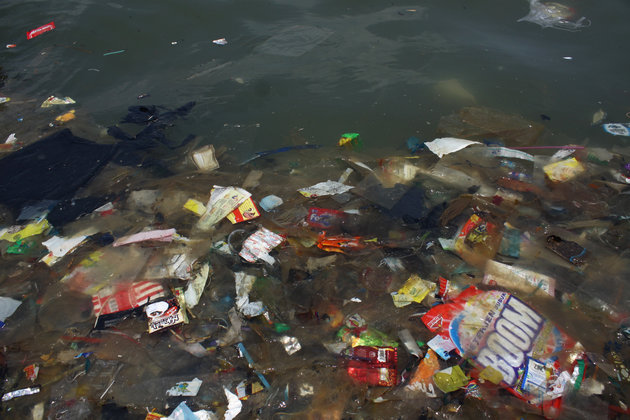 Plastic waste is seen on the north coast of Jakarta on Thursday, March 15, 2018. Based on research by Jenna Jambeck, a researcher from the University of Georgia, USA, which was released in 2015, Indonesia on the second ranks in the world as a contributor to plastic waste in the oceans, reaching 187,2 million tons. This figure is just below China which contributes 262,9 million tons of plastic waste to the oceans. In response, the Indonesian government pledged to reduce plastic waste in the sea by up to 75% by 2025. (Photo by Aditya Irawan/NurPhoto/Sipa USA)