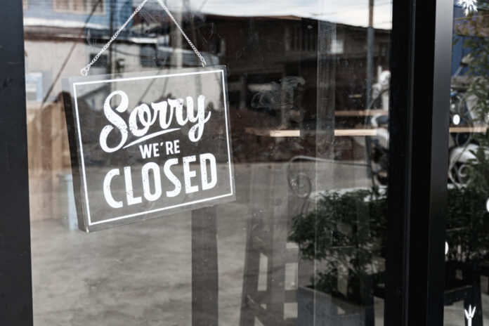 Sorry,We're,Closed,Sign.,Grunge,Image,Hanging,On,A,Dirty