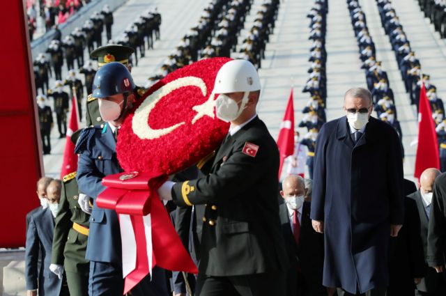 Turkish President Tayyip Erdogan attends a Republic Day ceremony at Anitkabir in Ankara