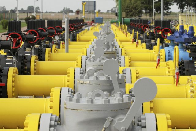 Valves and pipelines are pictured at the Gaz-System gas distribution station in Gustorzyn, central Poland