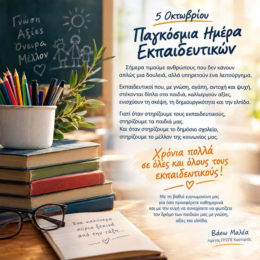 Παγκόσμια Ημέρα Εκπαιδευτικών Γνώση και Ελπίδα